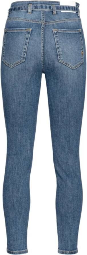 Pinko Hoge taille skinny fit jeans met Love Birds riem Blue Dames