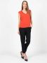 Pinko Mouwloze Kant V-Hals Top Rood Dames - Thumbnail 3