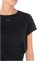 Pinko Zwarte katoenen T-shirt met mini fluorescerend roze logo Zwart Dames - Thumbnail 2