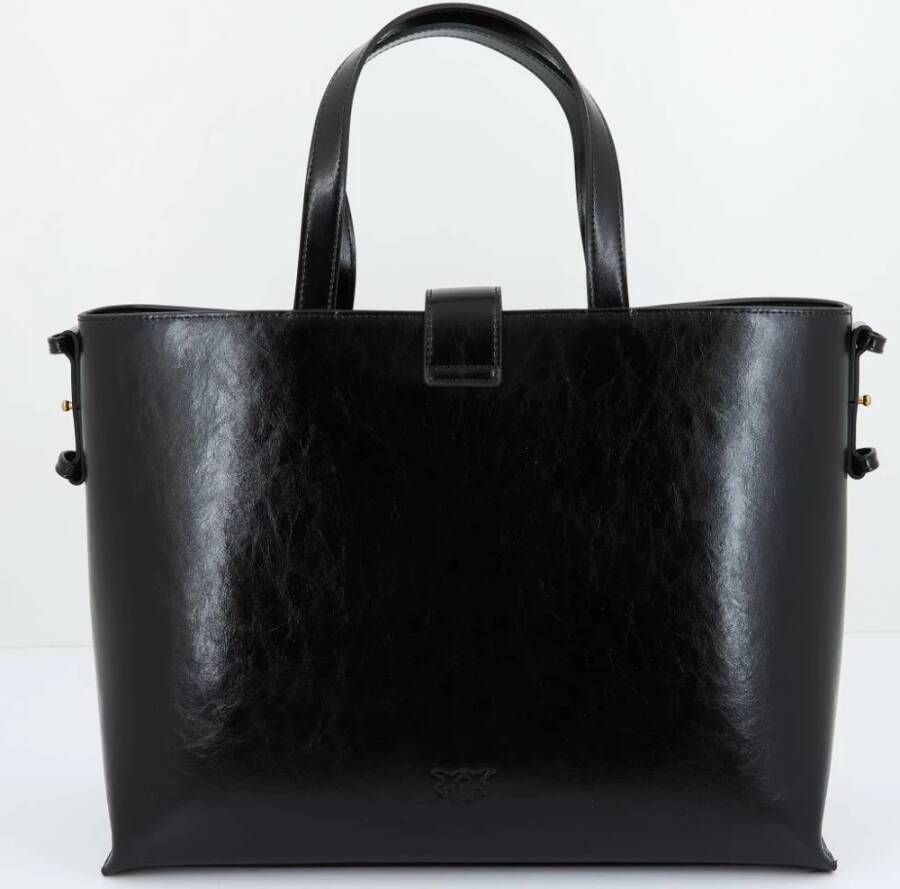 pinko Stijlvolle Leren Tote Tas Black Dames