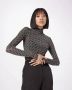 Pinko Ivory Turtleneck Sweater met All-Over Logo Print Black Dames - Thumbnail 3
