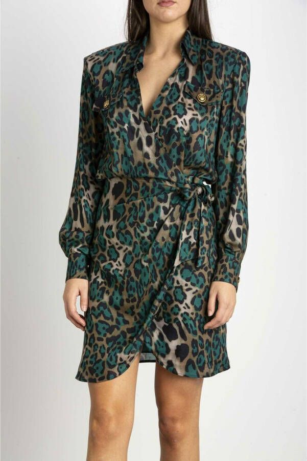 pinko Twill Dress Spoty_40 Groen Dames