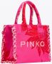 Pinko Vierkante canvas shopper strandtas met zomerprint Roze Dames - Thumbnail 5