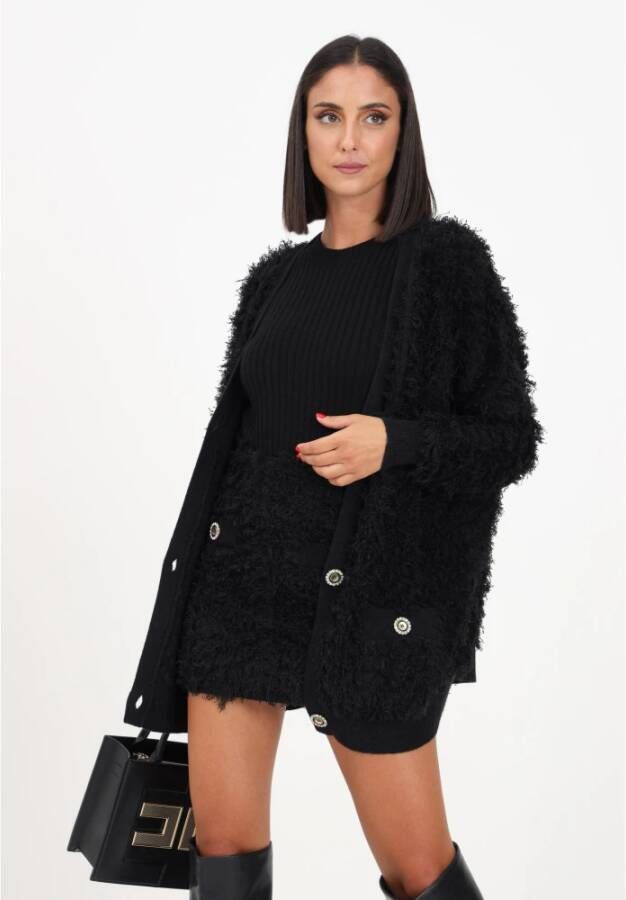 pinko Zwarte fluffy cardigan voor dames Zwart Dames