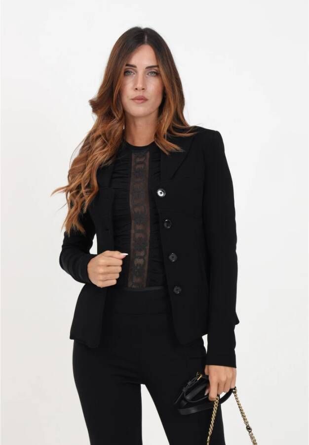 pinko Zwarte getailleerde jas voor dames Zwart Dames