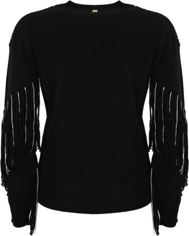 pinko Zwarte trui van wolmix met lange mouwen en strass details Zwart Dames