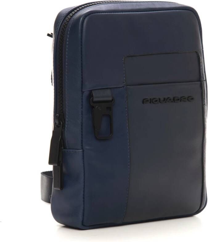 Piquadro Leather shoulder bag Blauw Heren