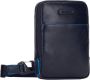Piquadro Leren Heren Schoudertas met Ritssluiting Blauw Heren - Thumbnail 3