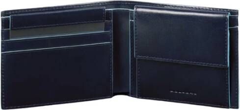 Piquadro Leren Herenportemonnee met Sluiting Blauw Heren