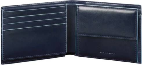 Piquadro Leren Herenportemonnee met Sluiting Blauw Heren