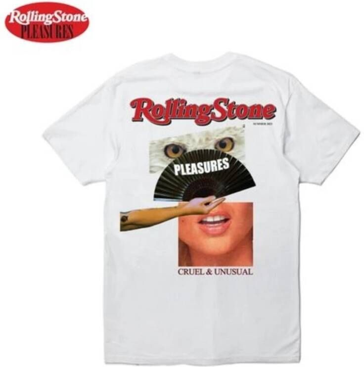 Pleasures Witte Katoenen Rolling Stone T-shirt Wit Heren