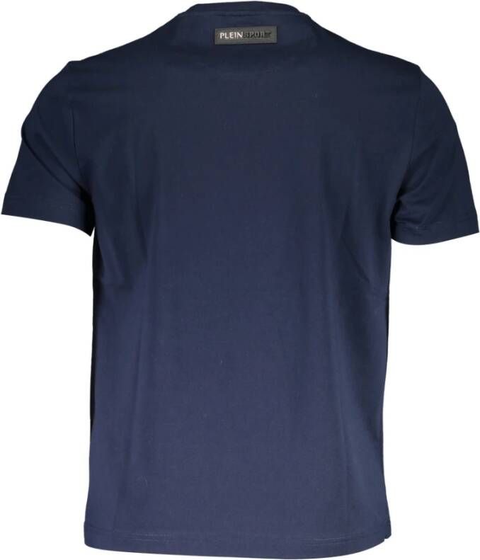 Plein Sport Blauw Katoenen T-Shirt Korte Mouw Print Logo Blauw Heren