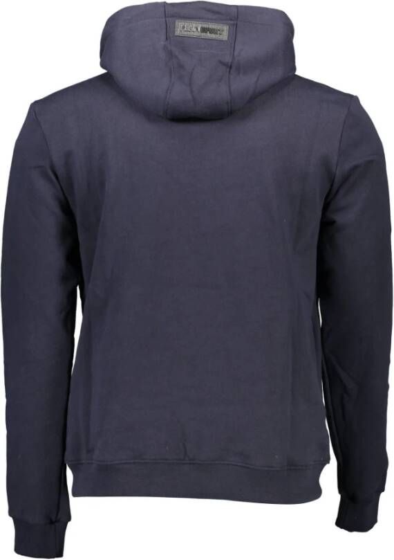 Plein Sport Blauwe Katoenen Sweater met Capuchon en Contrasterende Details Blauw Heren