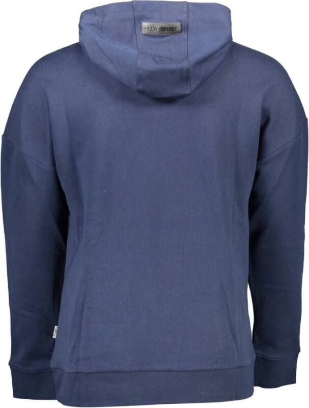 Plein Sport Blauwe Katoenen Sweater met Capuchon en Print Blauw Heren