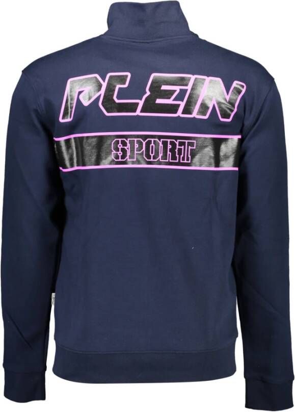 Plein Sport Blauwe Katoenen Trui met Rits en Zakken Blauw Heren
