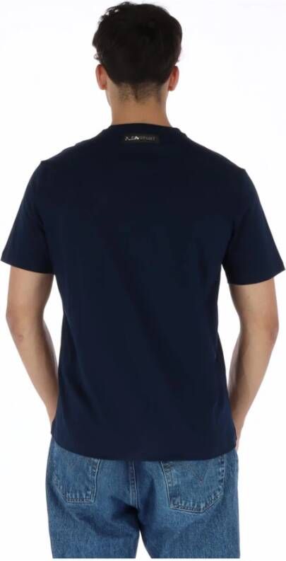 Plein Sport Blauwe Print Ronde Hals T-shirt Blauw Heren