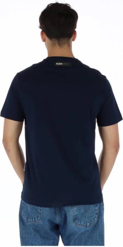 Plein Sport Blauwe Print Ronde Hals T-shirt Blauw Heren