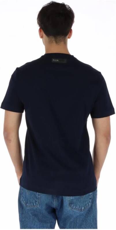 Plein Sport Blauwe Print Ronde Hals T-shirt Blauw Heren
