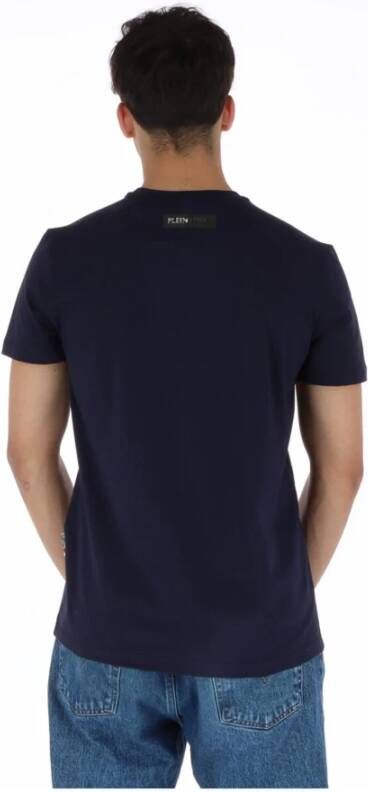 Plein Sport Blauwe Print Ronde Hals T-shirt Blauw Heren