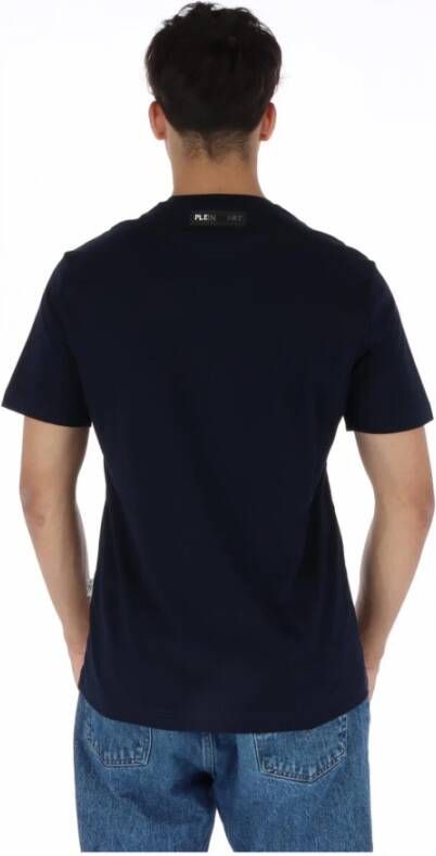 Plein Sport Blauwe Print Ronde Hals T-shirt Blauw Heren