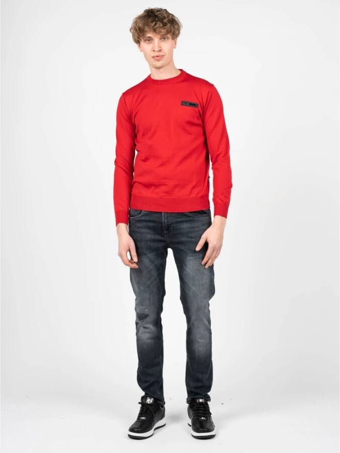 Plein Sport Merinowollen Trui met Ronde Hals Rood Heren