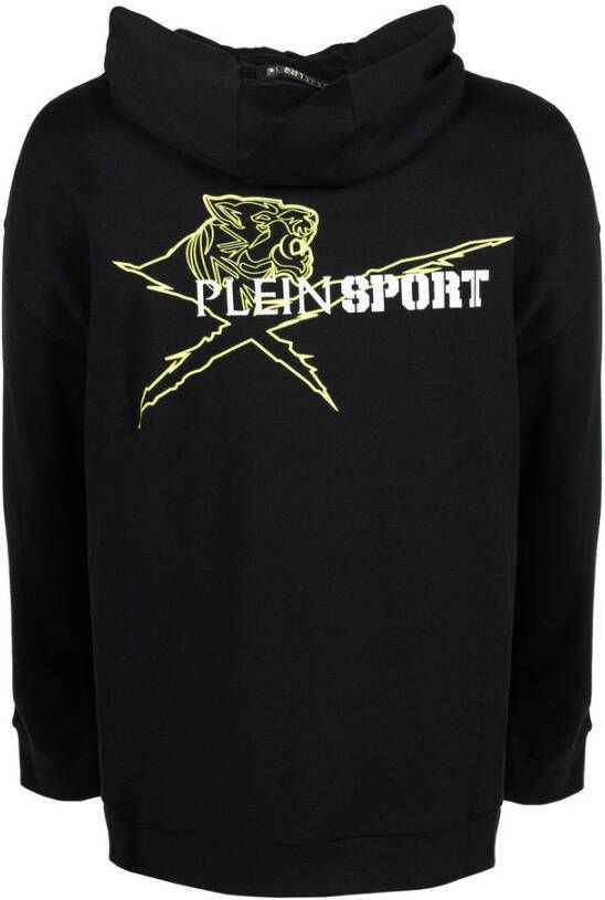 Plein Sport Comfortabele en stijlvolle herenhoodie met rits Zwart Heren