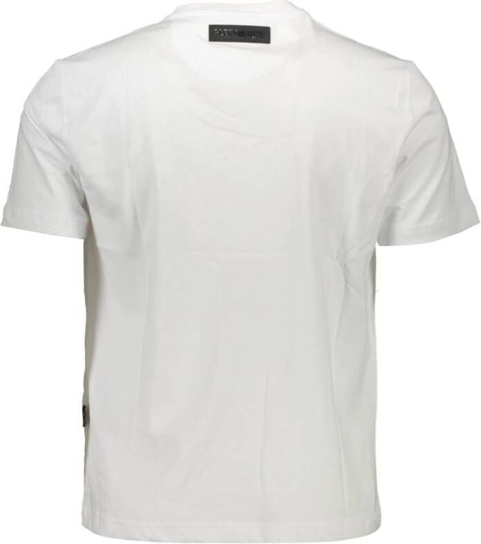 Plein Sport Wit Katoenen T-Shirt met Contrasterende Details Wit Heren