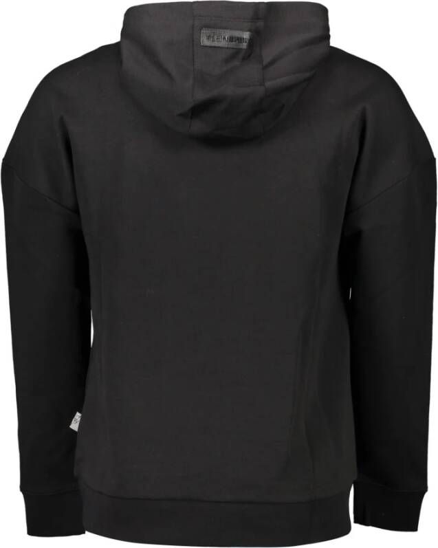 Plein Sport Zwarte katoenen trui met capuchon en logo Zwart Heren