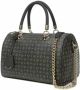 Pollini Logo Print PVC Schoudertas met leren afwerking en gouden ketting Black Dames - Thumbnail 4