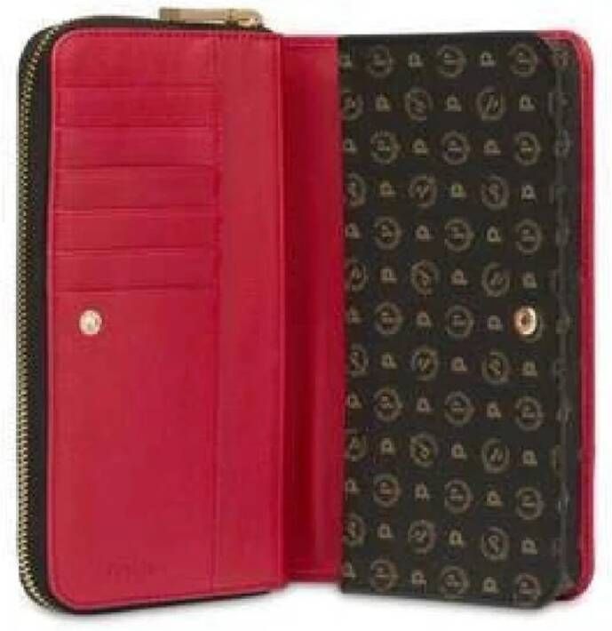 Pollini Heritage Zwart Rood Damesportemonnee Zwart Dames