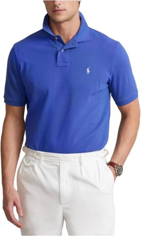 Polo Ralph Lauren Custom Slim Fit Mesh Polo Shirt Blauw Heren