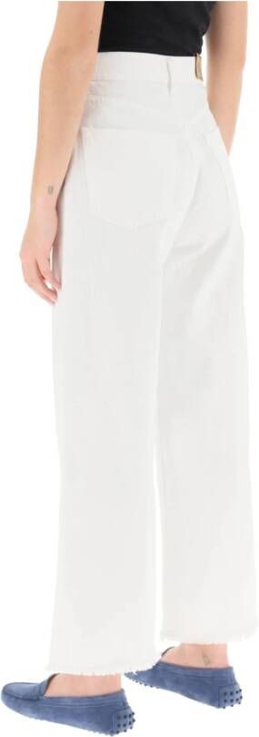 Polo Ralph Lauren Jeans met franjes en wijde pijpen White Dames