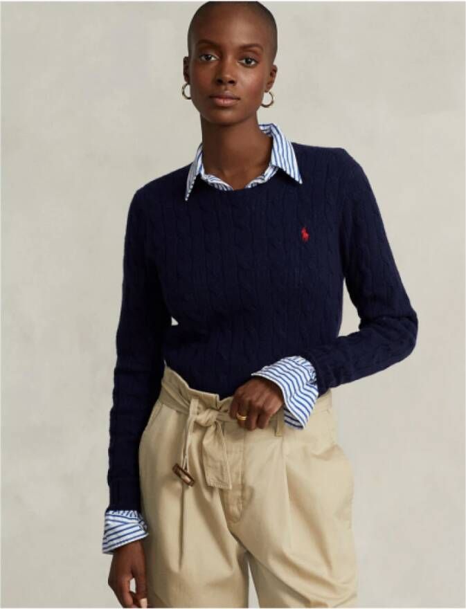 Polo Ralph Lauren Julianna Kasjmiermix Gedraaid Gebreide Trui Blue Dames