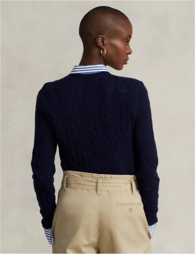 Polo Ralph Lauren Julianna Kasjmiermix Gedraaid Gebreide Trui Blue Dames