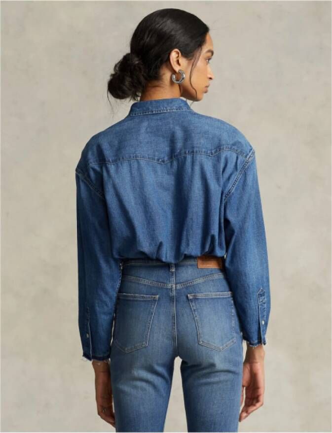 Polo Ralph Lauren Korte Western Overhemd van Katoen Blue Dames