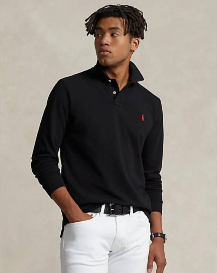 Polo Ralph Lauren Lange Mouw Polo Shirt voor Heren Zwart Heren