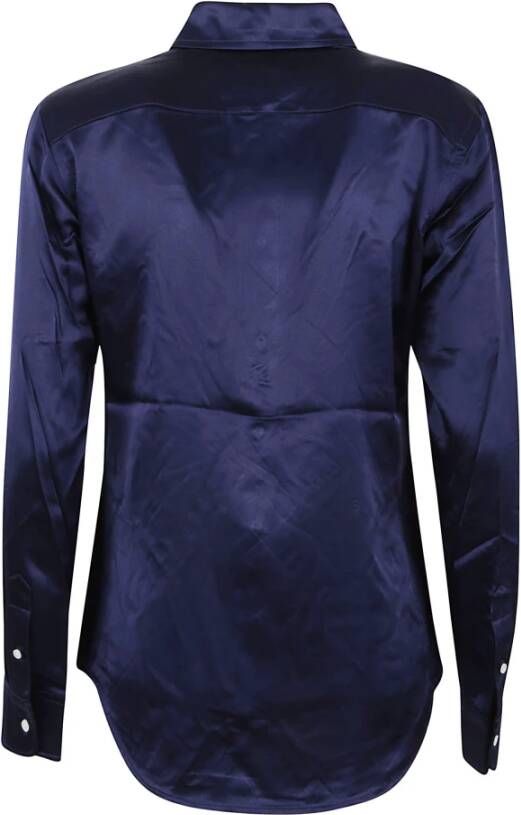 Polo Ralph Lauren Navy Langemouw Knoopsluiting Shirt Blauw Dames