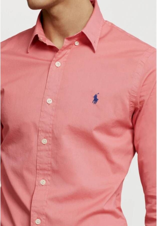 Polo Ralph Lauren Slim Fit Katoenen Overhemd Featherweight Pink Heren