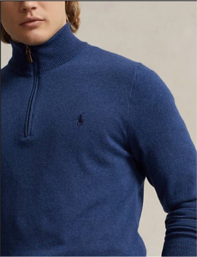 Polo Ralph Lauren Wollen Demi-Zip Sweater Blue Heren