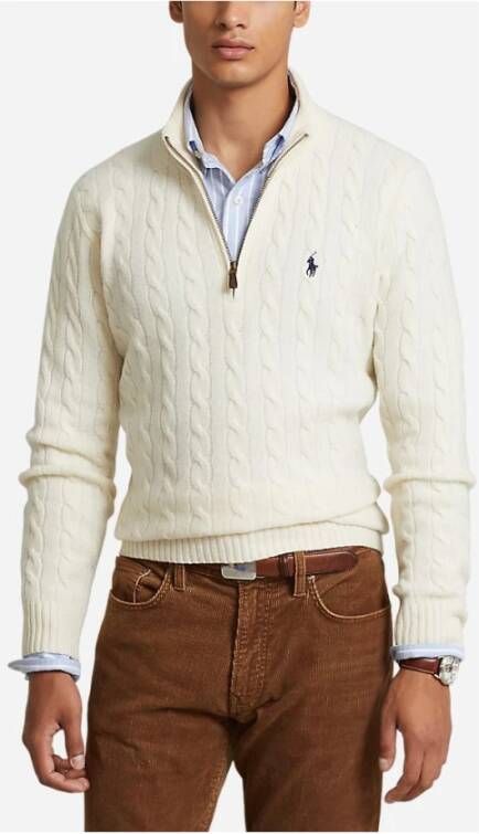 Polo Ralph Lauren Witte Wol Kasjmier Regular Fit Sweatshirt Wit Heren