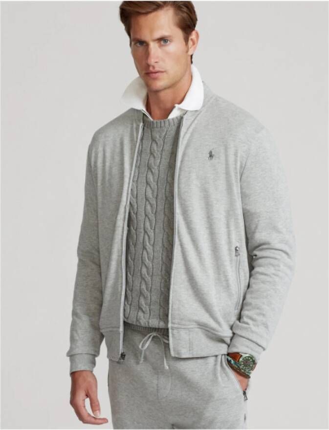 Polo Ralph Lauren Baseball-geïnspireerde zip-through sweatshirt Gray Heren