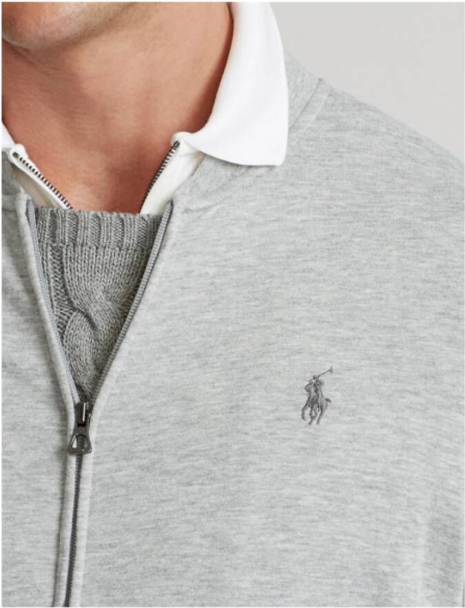 Polo Ralph Lauren Baseball-geïnspireerde zip-through sweatshirt Gray Heren