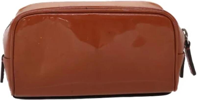 Prada Vintage Pre-owned Leather clutches Bruin Dames