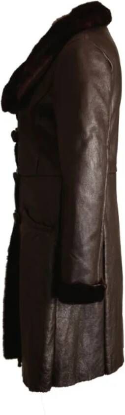 Prada Vintage Pre-owned Leather dresses Bruin Dames