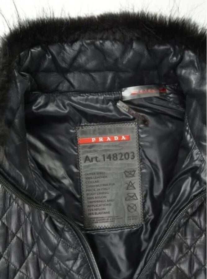 Prada Vintage Pre-owned Leather outerwear Zwart Dames