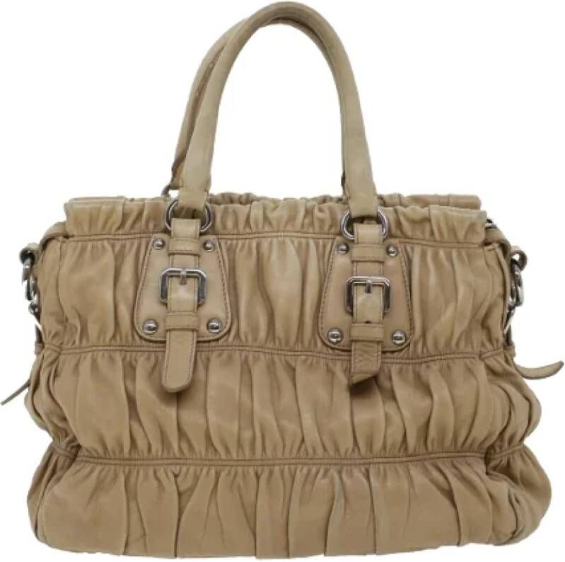 Prada Vintage Pre-owned Leather prada-bags Beige Dames
