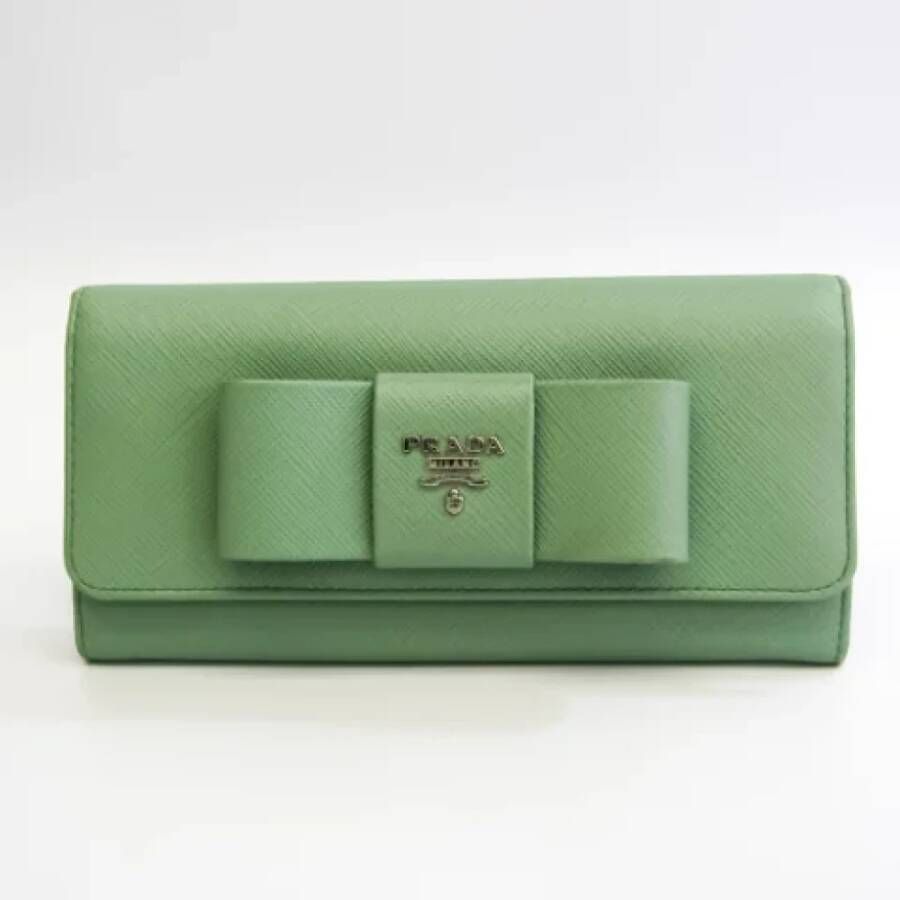 Prada Vintage Pre-owned Leather wallets Groen Dames