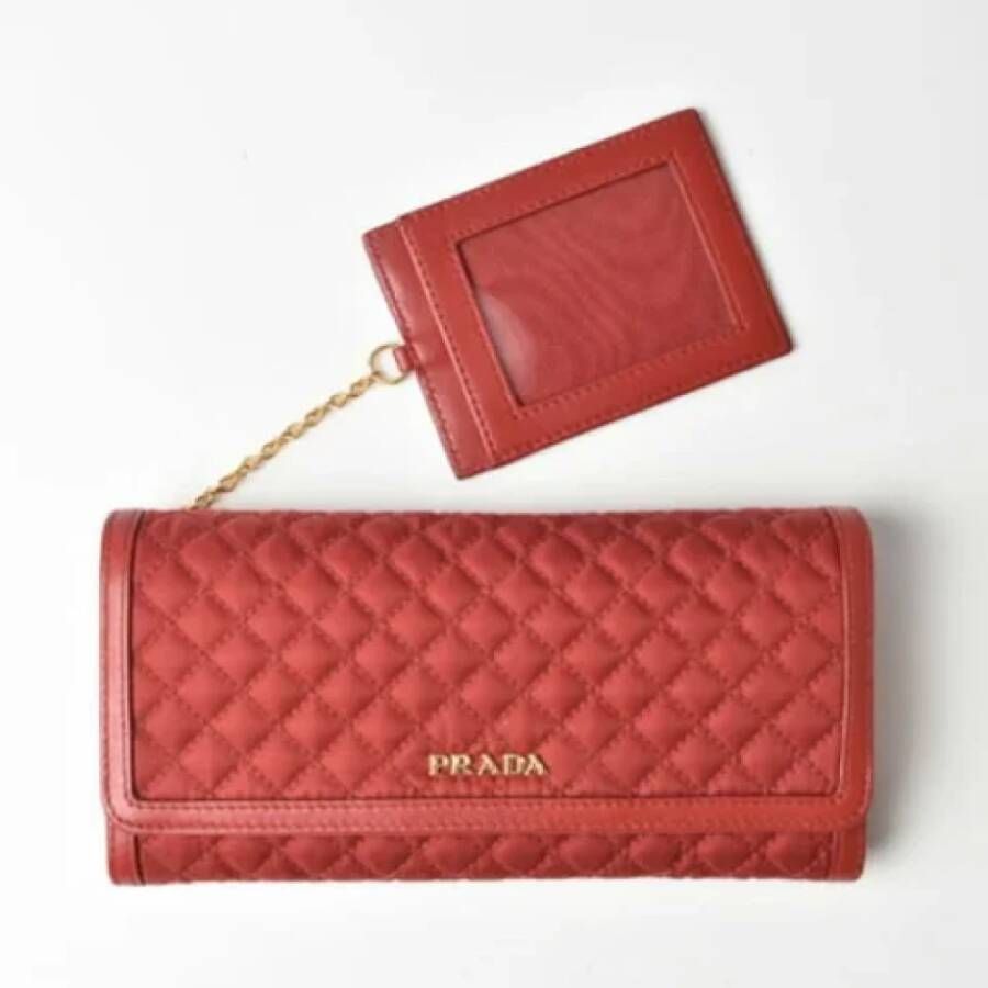 Prada Vintage Pre-owned Nylon wallets Rood Dames