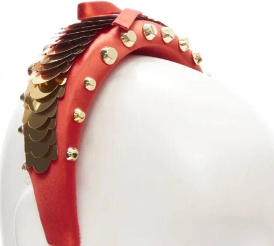 Prada Vintage Pre-owned Satin hair-accessories Red Dames