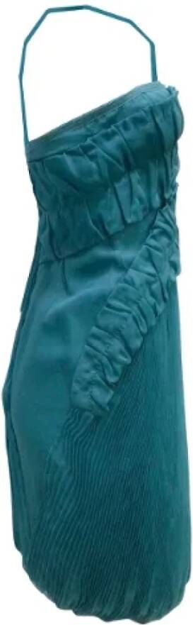 Prada Vintage Pre-owned Silk dresses Blauw Dames